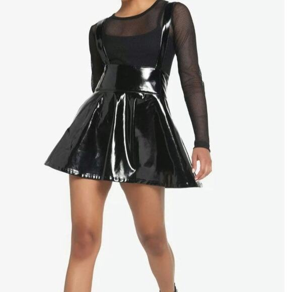 Hot Topic Social Collision Womens XL Whimsigoth Witchy Patent Suspender Skirt - Picture 1 of 9